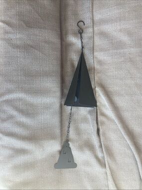 Black Metal Triangle Lighthouse Hanging Bell Chime Decorative Home Accent